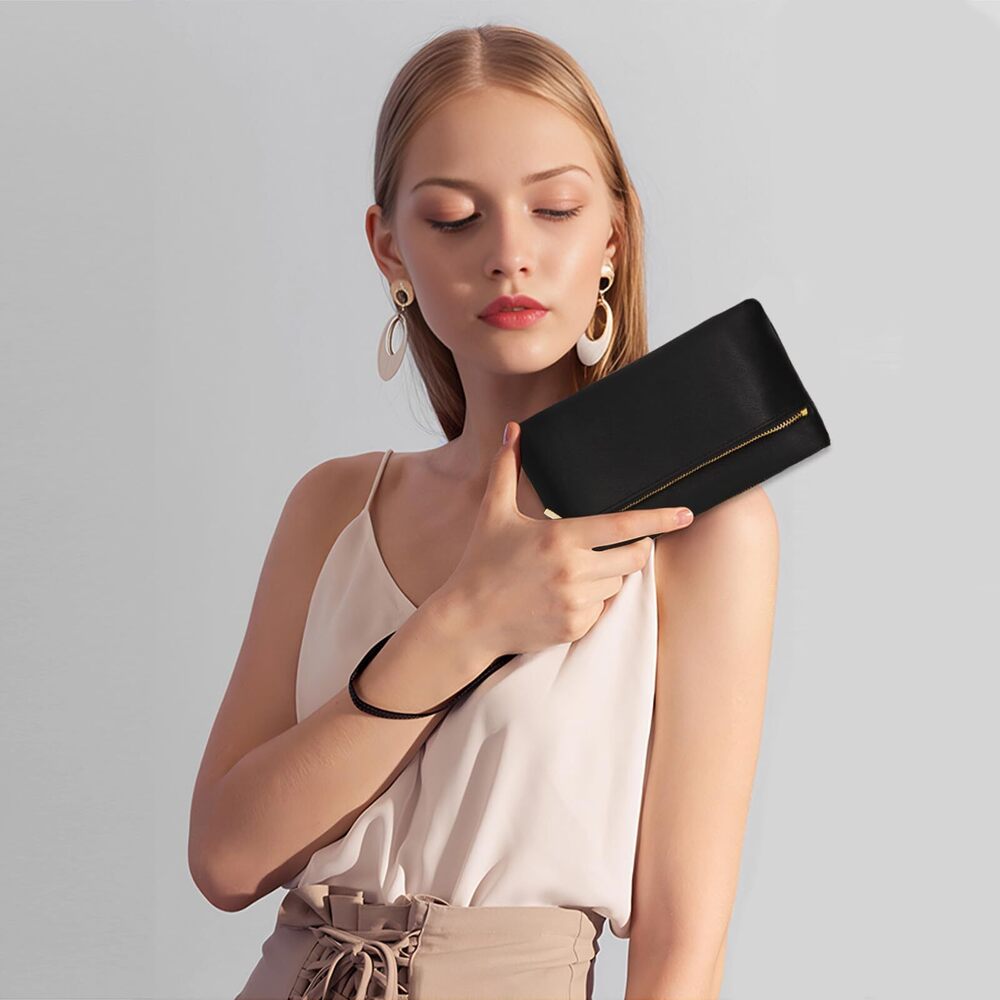 4285 Small Leather Wristlet Wallet Clutch Handbags Purses Cellphone Credit - Picture 3 of 8